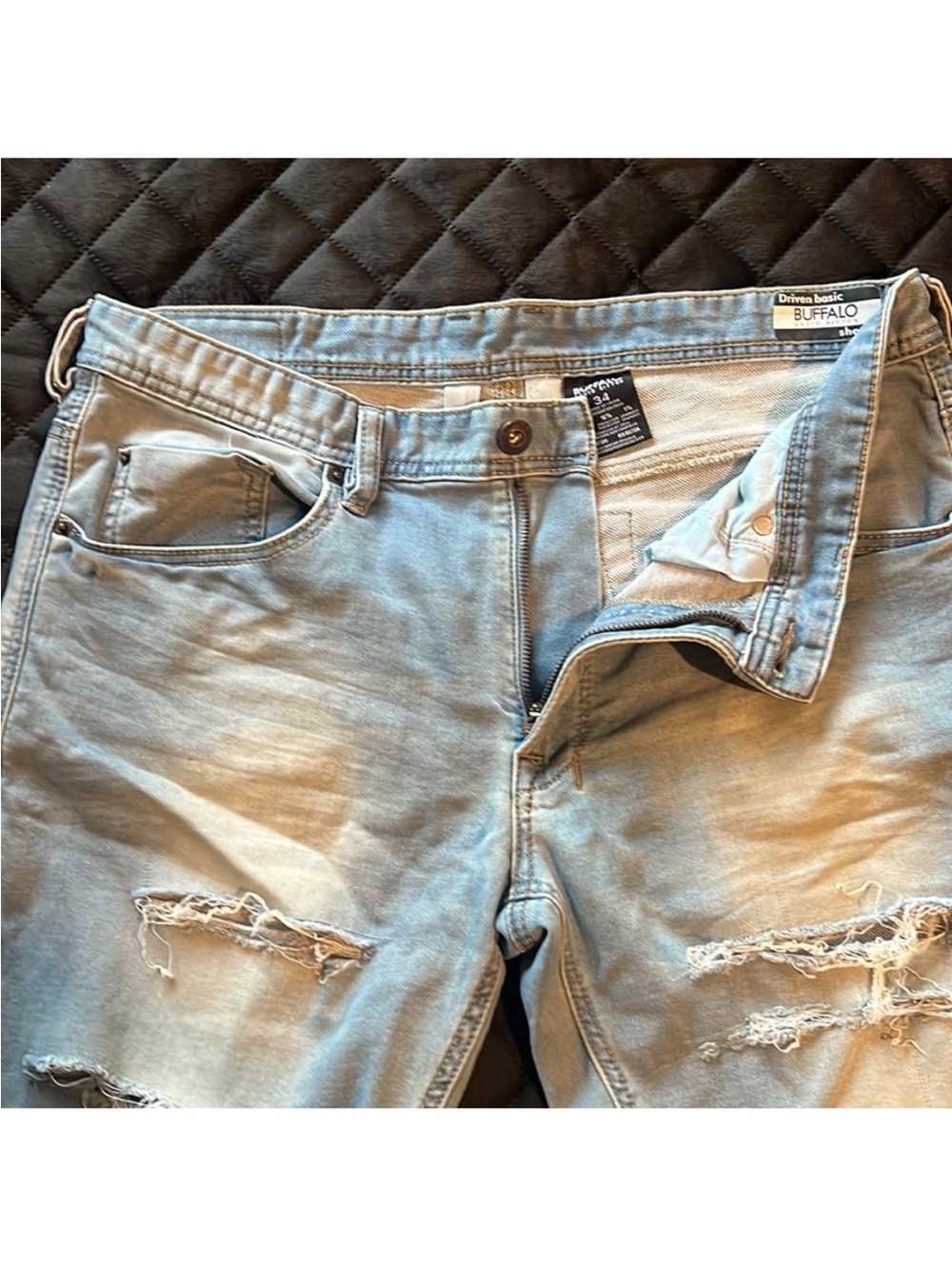 Buffalo David Bitton Light Blue Slim Straight Distressed Jeans
